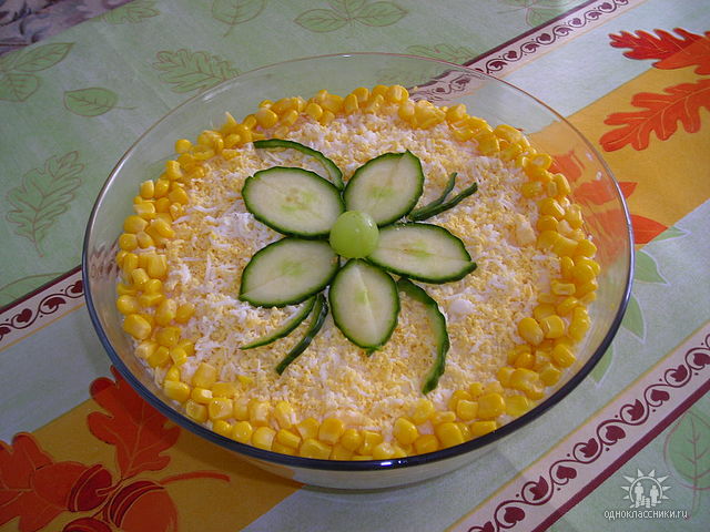 салат ветчина кукуруза ананас